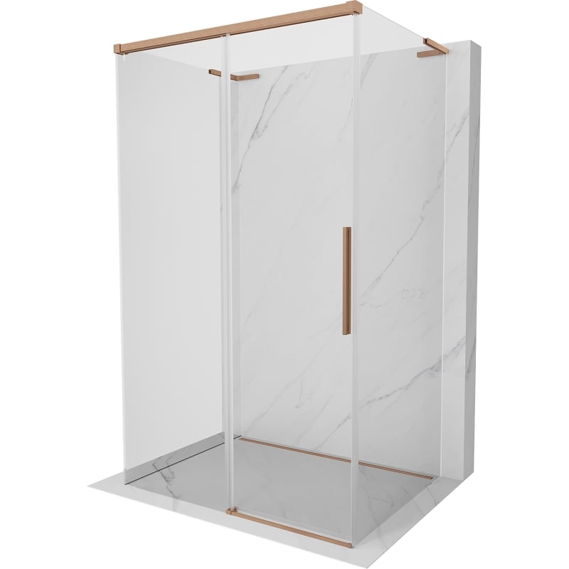 Mexen Rox-3S L 3-wall sliding shower enclosure 120 x 70 cm, transparent, brushed copper - 8C2L-120-070-65-00-3S