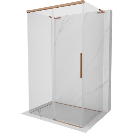 Mexen Rox-3S L 3-wall sliding shower enclosure 120 x 70 cm, transparent, brushed copper - 8C2L-120-070-65-00-3S