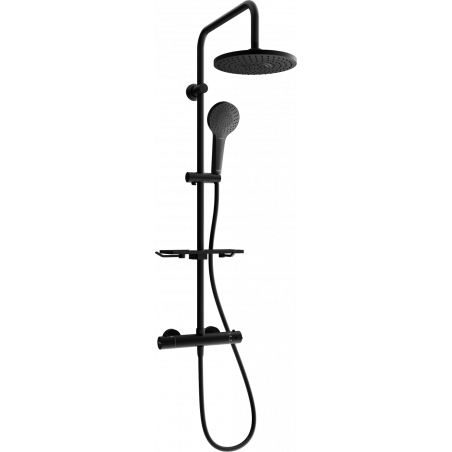 Mexen KT05 surface-mounted shower set with rain shower and thermostatic faucet, black - 771500593-70
