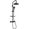 Mexen KT05 exposed shower set with rain shower and thermostatic mixer, black - 771500593-70