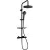 Mexen KT05 surface-mounted shower set with a rainmaker and thermostatic mixer tap, Black - 771500593-70