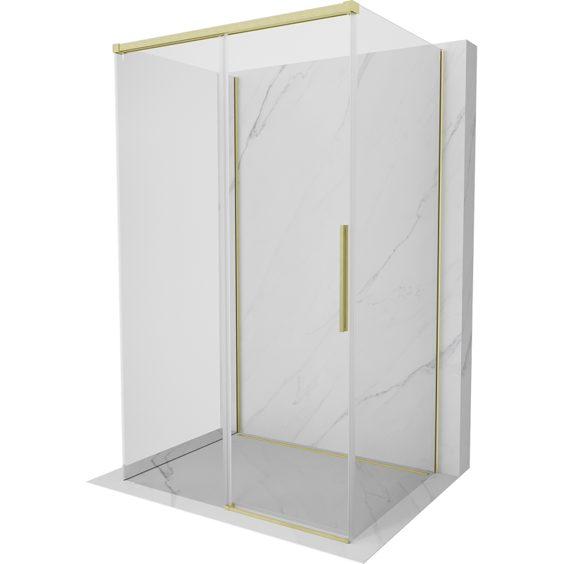 Mexen Rox-3S 3-Wall Sliding Shower Enclosure 140 x 85 cm, Transparent, Brushed Gold - 8C2-140-085-55-00-3S