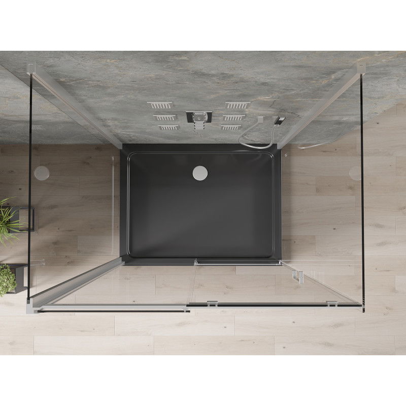 Mexen Omega-3S 3-wall shower cabin, sliding 110x80 cm, transparent, chrome + Flat shower tray - 825-110-080-01-00-3s-4070
