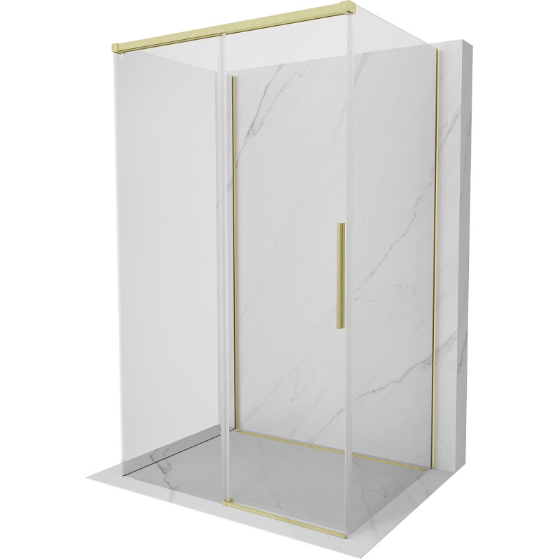 Mexen Rox-3S 3-wall Sliding Shower Cabin 105 x 95 cm, Transparent, Brushed Gold - 8C2-105-095-55-00-3S