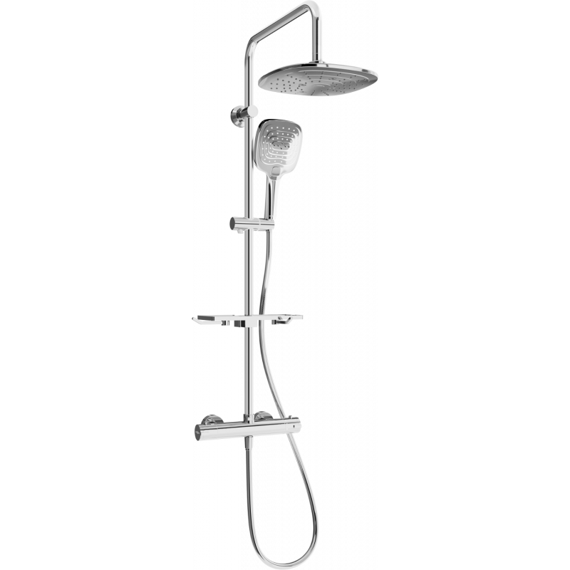 Mexen KT17 exposed shower set with rain shower and thermostatic faucet, chrome - 771501793-00