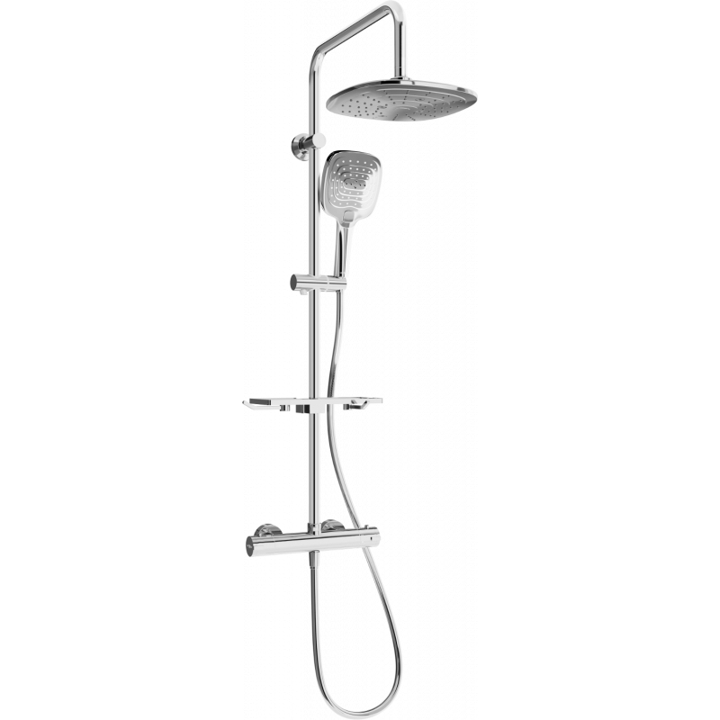 Mexen KT17 surface-mounted shower set with a rainmaker and thermostatic mixer tap, Chrome - 771501793-00