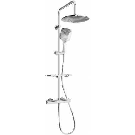 Mexen KT17 surface-mounted shower set with a rainmaker and thermostatic mixer tap, Chrome - 771501793-00