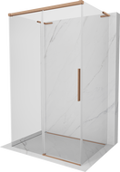 Mexen Rox-3S L 3-wall sliding shower enclosure 125 x 110 cm, transparent, brushed copper - 8C2L-125-110-65-00-3S