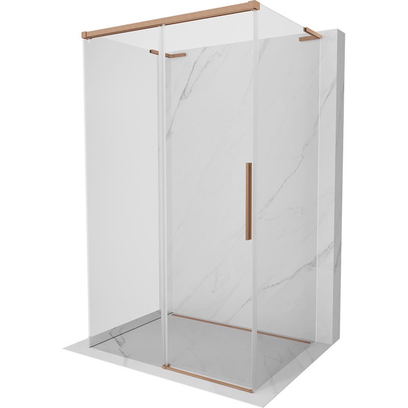 Mexen Rox-3S L 3-sided sliding shower cabin 90 x 120 cm, transparent, brushed copper - 8C2L-090-120-65-00-3S