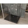 Mexen Omega extendable 3-walled shower cubicle 130 x 90 cm, transparent, Chrome + shower tray Flat - 825-130-090-01-00-3s-4070