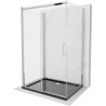 Mexen Omega extendable 3-walled shower cubicle 130 x 90 cm, transparent, Chrome + shower tray Flat - 825-130-090-01-00-3s-4070