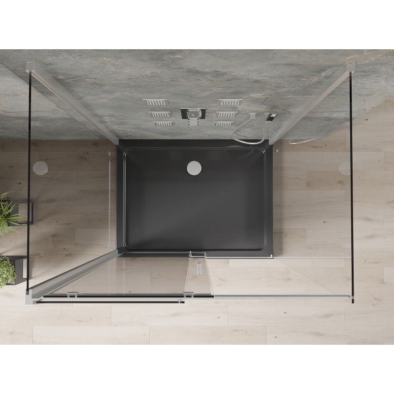 Mexen Omega-3S 3-wall shower enclosure, sliding 140x80 cm, transparent, chrome + Flat tray - 825-140-080-01-00-3s-4070