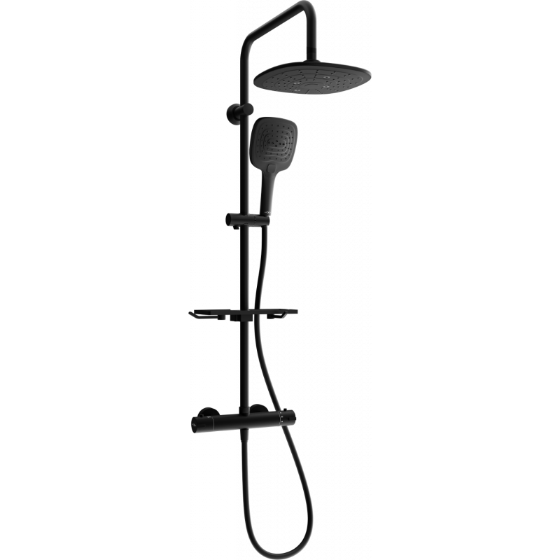 Mexen KT17 Exposed Shower Set with Rain Shower and Thermostatic Mixer, Black - 771501793-70