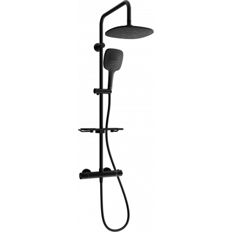 Mexen KT17 surface-mounted shower set with a rainmaker and thermostatic mixer tap, Black - 771501793-70
