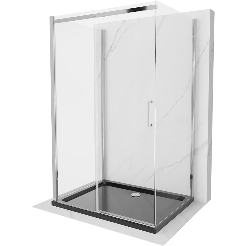 Mexen Omega-3S 3-wall shower cabin, sliding 140x80 cm, transparent, chrome + Flat tray - 825-140-080-01-00-3s-4070