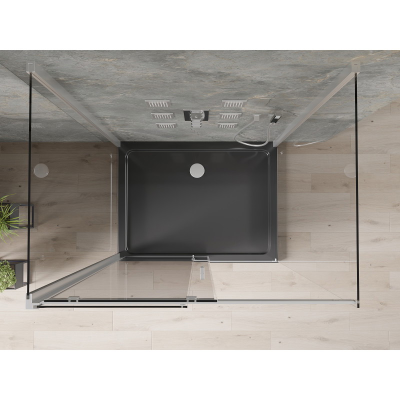 Mexen Omega-3S 3-wall sliding shower cabin 140x90 cm, transparent, chrome + Flat shower tray - 825-140-090-01-00-3s-4070