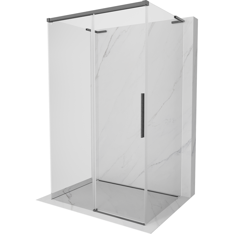 Mexen Rox-3S L 3-wall sliding shower enclosure 135 x 120 cm, transparent, gun gray brushed - 8C2L-135-120-66-00-3S