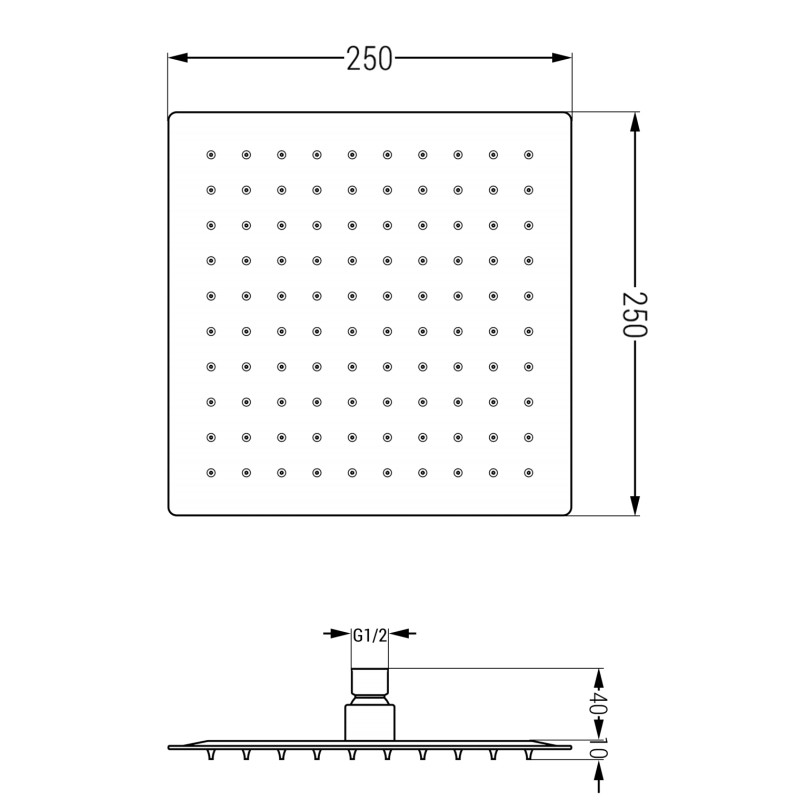 Mexen Slim shower head 25 x 25 cm, brushed gun gray - 79125-66