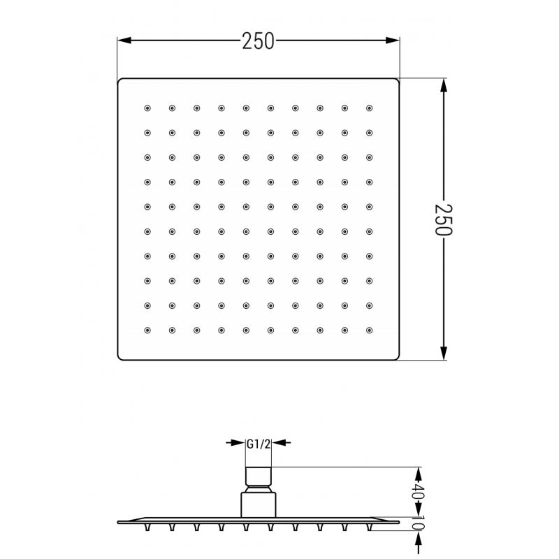 Mexen Slim shower head 25 x 25 cm, graphite - 79125-66