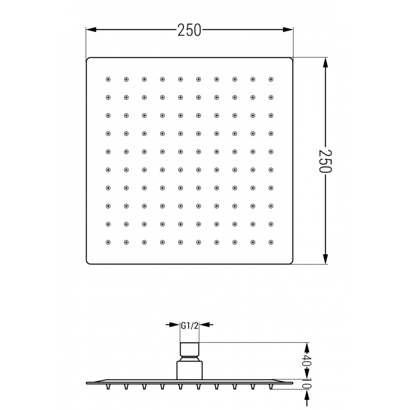 Mexen Slim Showerhead 25 x 25 cm, Graphite - 79125-66