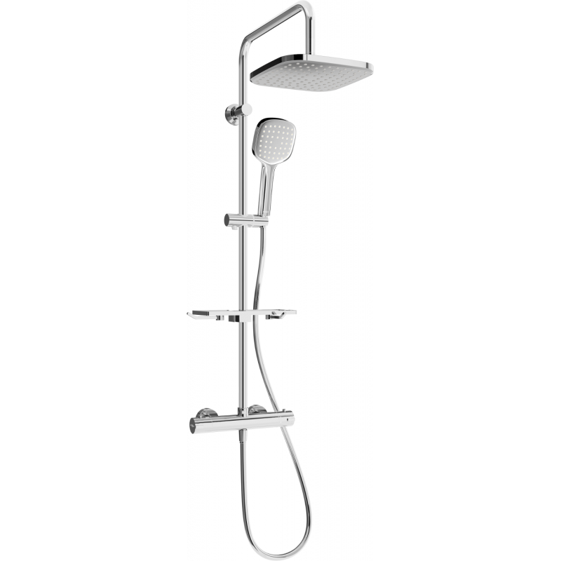 Mexen KT33 exposed shower set with rainfall showerhead and thermostatic faucet, chrome - 771503393-00