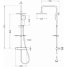 Mexen KT33 exposed shower set with rainfall showerhead and thermostatic faucet, chrome - 771503393-00
