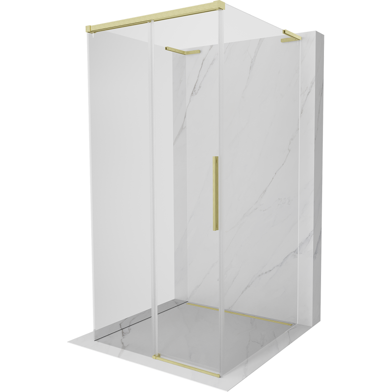 Mexen Rox-3S L 3-wall sliding shower cabin 90 x 90 cm, transparent, brushed gold - 8C2L-090-090-55-00-3S