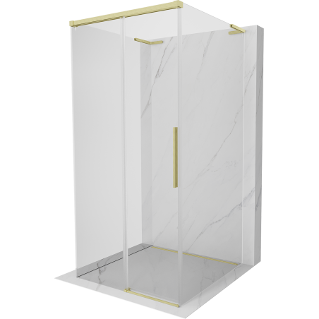 Mexen Rox-3S L 3-wall sliding shower cabin 90 x 90 cm, transparent, brushed gold - 8C2L-090-090-55-00-3S