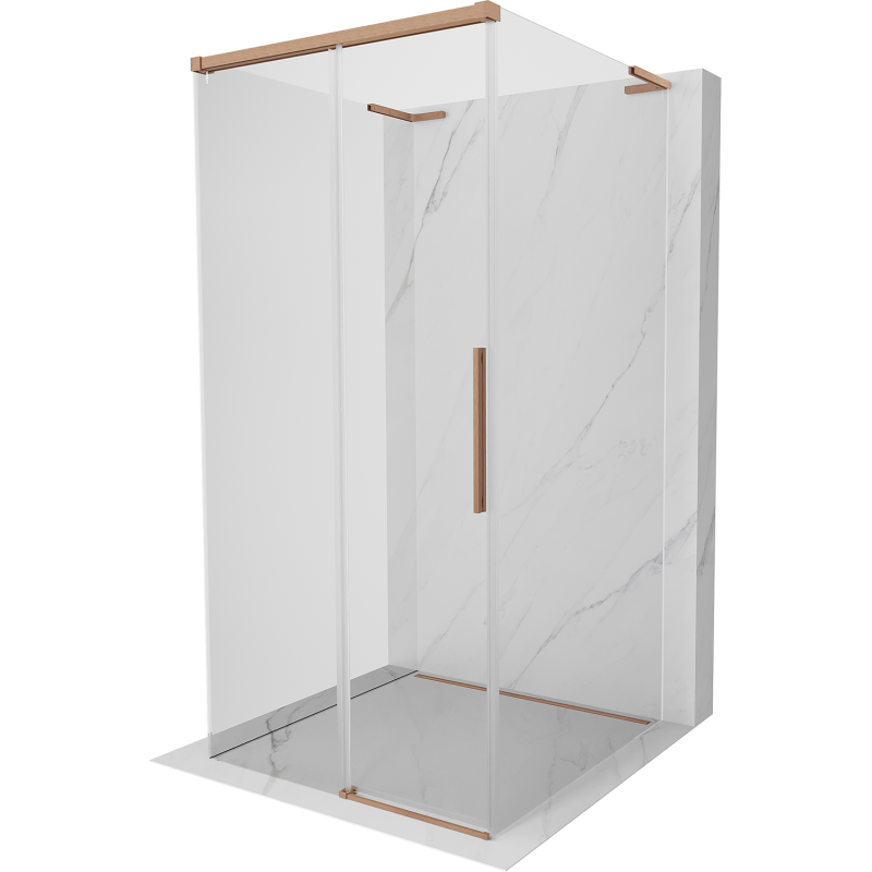Mexen Rox-3S L 3-wall sliding shower cabin 90 x 90 cm, transparent, brushed copper - 8C2L-090-090-65-00-3S