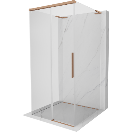 Mexen Rox-3S L 3-wall sliding shower cabin 90 x 90 cm, transparent, brushed copper - 8C2L-090-090-65-00-3S