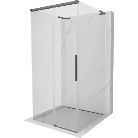 Mexen Rox-3S L 3-sided sliding shower cabin 100 x 100 cm, transparent, brushed gun gray - 8C2L-100-100-66-00-3S