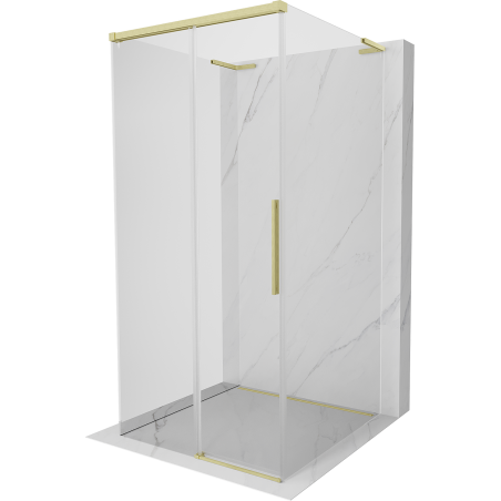 Mexen Rox-3S L 3-wall sliding shower cabin 110 x 110 cm, transparent, brushed gold - 8C2L-110-110-55-00-3S