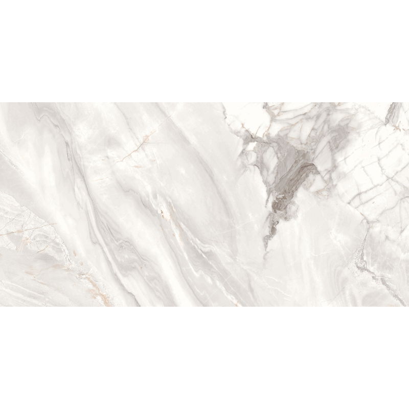 Mexen Limos White glazed rectified stoneware sample G1, floor and wall tile 120 x 60 cm, gloss - TL127-03-S
