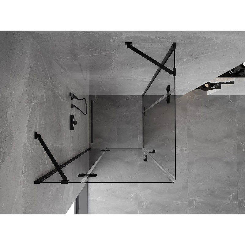 Mexen Mist-H Duo shower enclosure hinged 75 x 75 cm, transparent, black - 8A5-075L-075P-70-00
