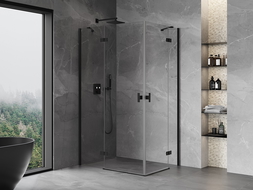 Mexen Mist-H Duo Hinged Shower Enclosure Left 75 x 70 cm, transparent, black - 8A5-075L-070P-70-00