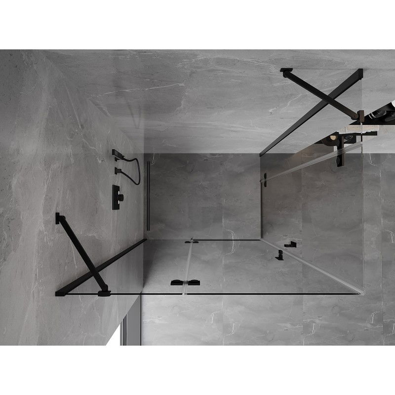 Mexen Mist-H Duo Left Hinged Shower Enclosure 90 x 70 cm, Transparent, Black - 8A5-090L-070P-70-00