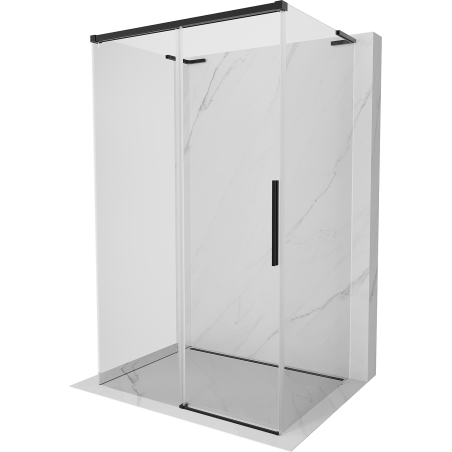Mexen Rox-3S L 3-wall sliding shower enclosure 150 x 100 cm, transparent, black - 8C2L-150-100-70-00-3S