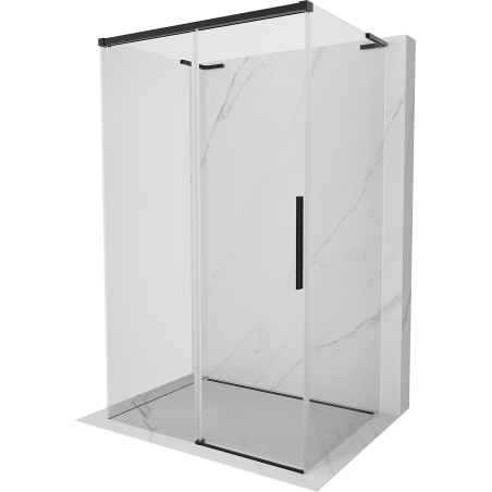 Mexen Rox-3S L 3-wall sliding shower cabin 155 x 100 cm, transparent, black - 8C2L-155-100-70-00-3S