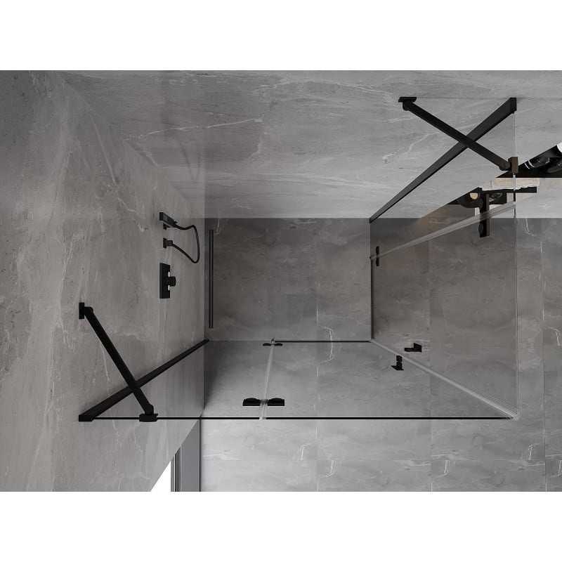 Mexen Mist-H Duo left swing shower cabin 85 x 80 cm, transparent, black - 8A5-085L-080P-70-00