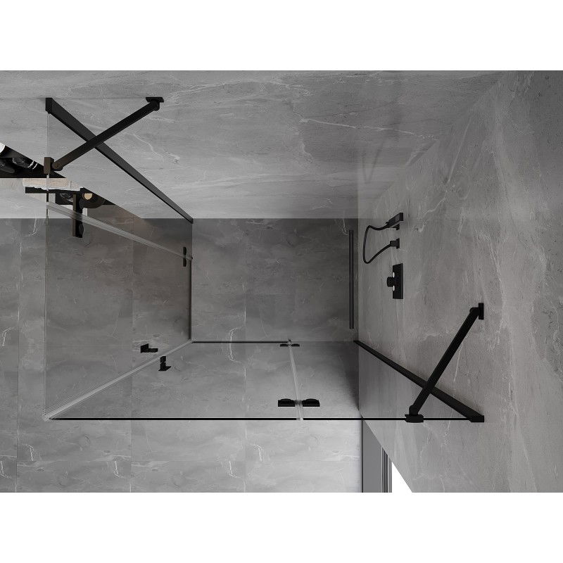 Mexen Mist-H Duo Right Swing Shower Enclosure 90 x 105 cm, Transparent, Black - 8A5-090L-105P-70-00