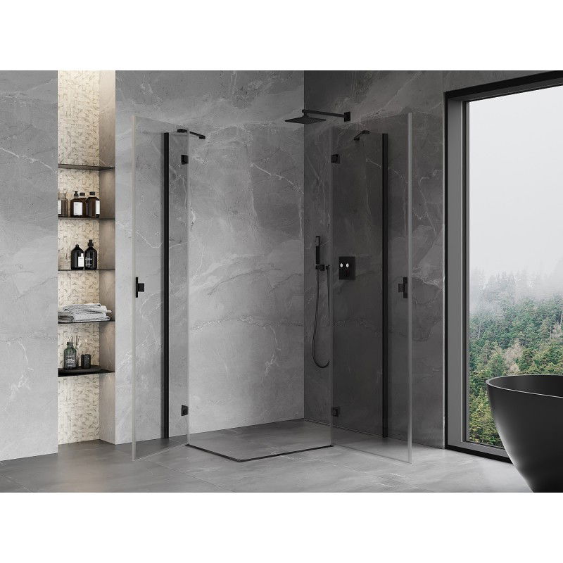 Mexen Mist-H Duo right hinged shower enclosure 105 x 110 cm, transparent, black - 8A5-105L-110P-70-00