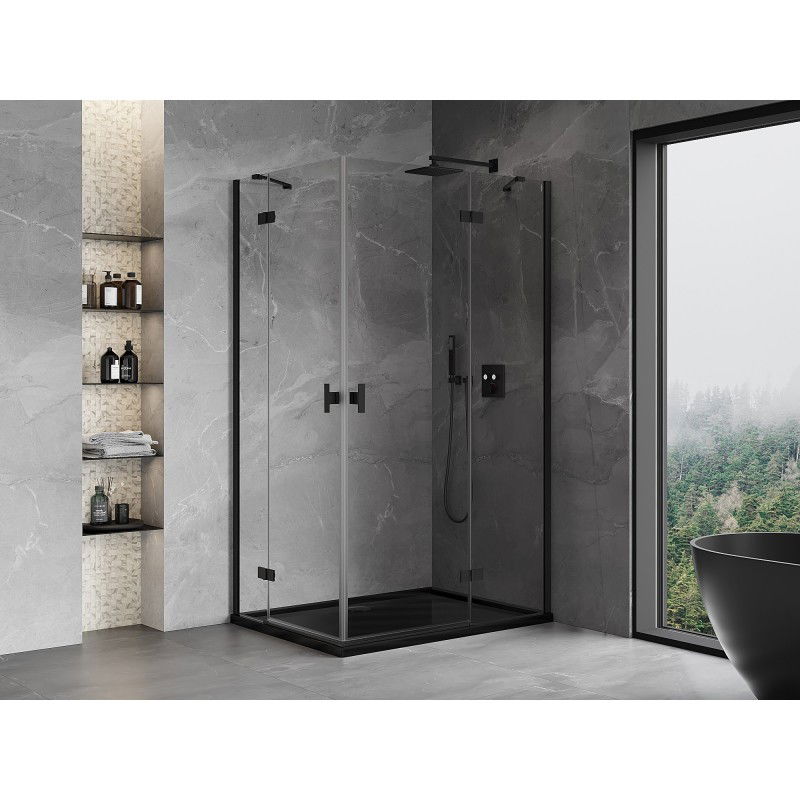 Mexen Mist-H Duo shower enclosure, right hinged, 70 x 120 cm, transparent, black - 8A5-070L-120P-70-00