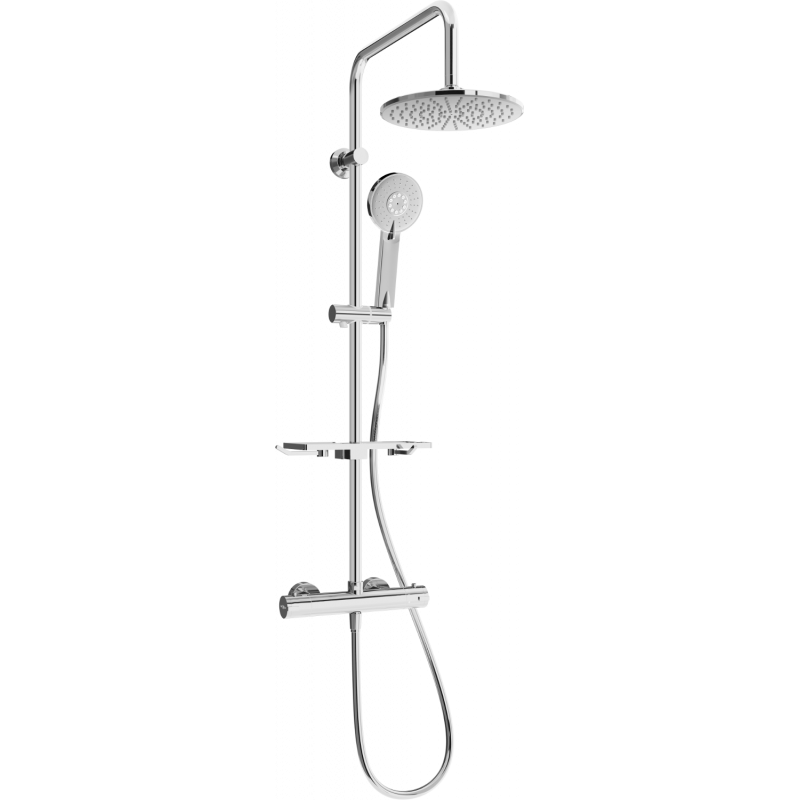 Mexen KT40 exposed shower set with rain shower and thermostatic mixer, chrome - 771504093-00