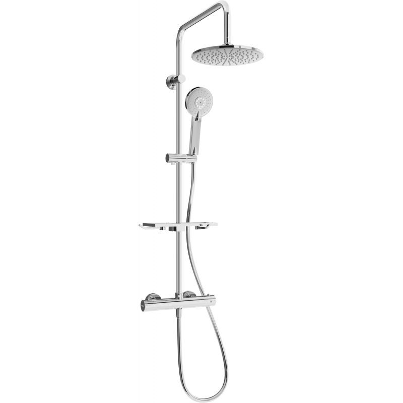 Mexen KT40 surface-mounted shower set with a rainmaker and thermostatic mixer tap, Chrome - 771504093-00