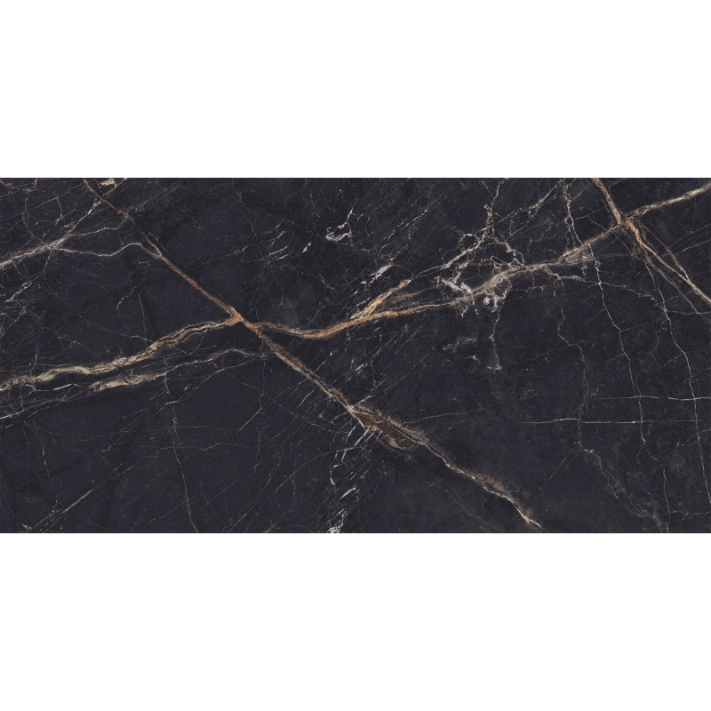 Mexen Eminet Black glazed rectified porcelain tile sample G1, floor-wall tile 120 x 60 cm, high gloss - TL201-00-S