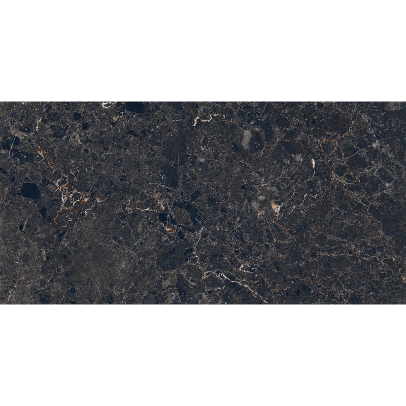 Mexen Slik Emperador Black Glazed Rectified Ceramic Tile Sample G1, Floor and Wall Tile 120 x 60 cm, High Gloss - TL207-01-S