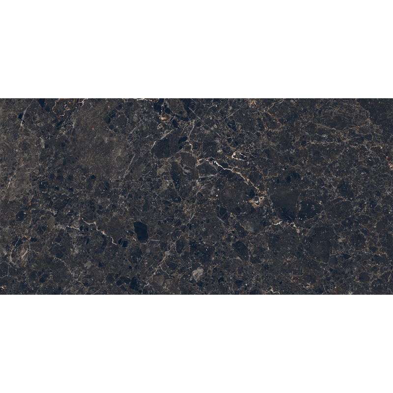 Mexen Slik Emperador Black Glazed Rectified Ceramic Tile Sample G1, Floor and Wall Tile 120 x 60 cm, High Gloss - TL207-01-S