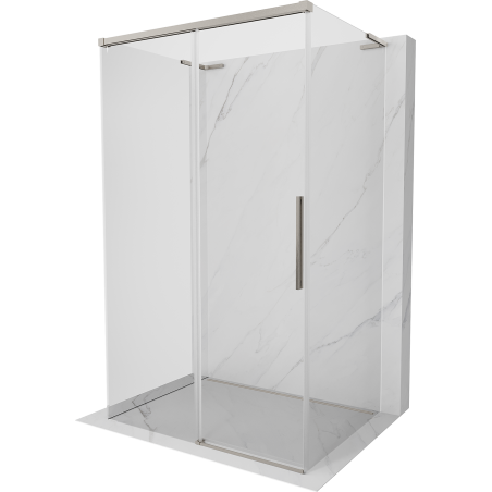 Mexen Rox-3S L 3-wall sliding shower enclosure 110 x 90 cm, transparent, brushed nickel - 8C2L-110-090-97-00-3S