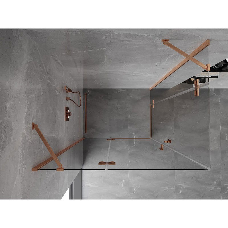 Mexen Mist-H Duo Left Hinged Shower Enclosure 105 x 70 cm, Transparent, Brushed Copper - 8A5-105L-070P-65-00