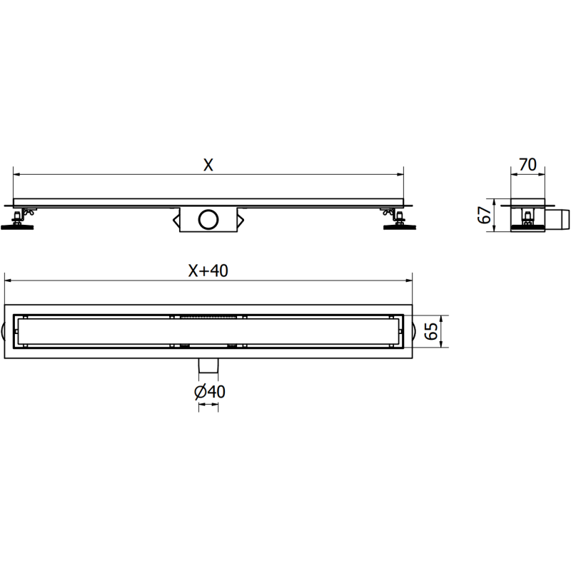 Mexen Flat linear drain body 50 cm, inox - 1015050